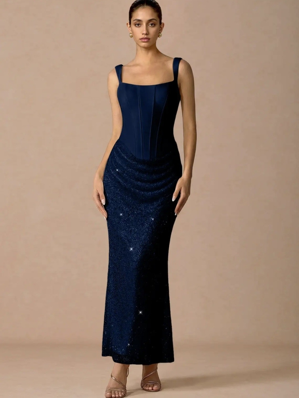 Azazie Niamh Maxi Dress in Marine Blue - Picture 2 of 5